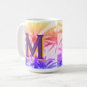 Sunset Palm Tree Monogram Mok (Voorkant links)