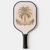 Sunset Palm Tree Waterverf Monogram Roze Pickleball Paddle (Voorkant)