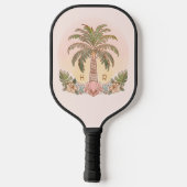 Sunset Palm Tree Waterverf Monogram Roze Pickleball Paddle (Achterkant)