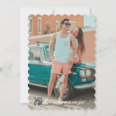 Sunset Palm Tree Waterverf Monogram Strand Save The Date (Achterkant)