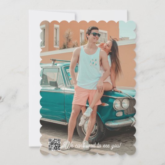 Sunset Palm Tree Waterverf Monogram Strand Save The Date (Achterkant)