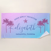 Sunset Palm Trees Blue Girls Vacation Custom Strandlaken (Voorkant)