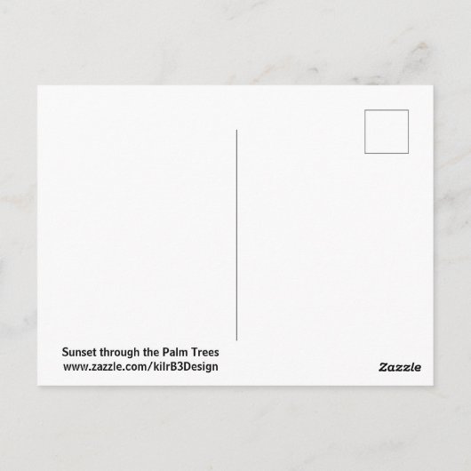 Sunset, Palm Trees en het Beach Briefkaart (Achterkant)