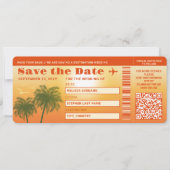 Sunset Palm Trees Faux Boarding Pass Sla de datum Kaart (Voorkant)