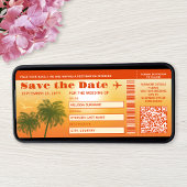 Sunset Palm Trees Faux Boarding Pass Sla de datum Kaart