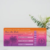 Sunset Palm Trees Faux Boarding Pass Sla de datum Kaart (Staand voorkant)