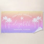 Sunset Palm Trees Girls Vacation Custom Name Strandlaken (Voorkant)