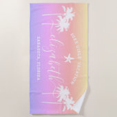 Sunset Palm Trees Girls Vacation Custom Name Strandlaken (Voorkant)