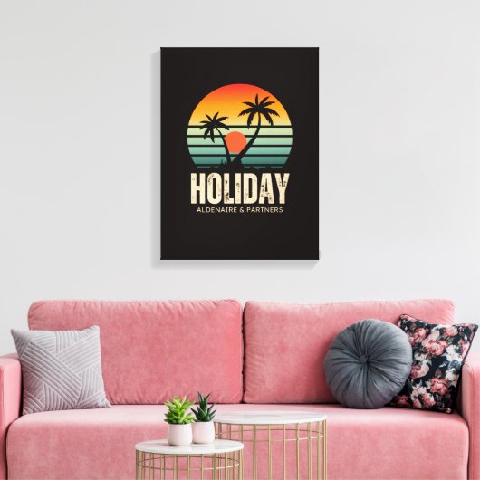 Sunset Palm Trees Holiday Wall Art Canvas Afdruk (Insitu (Woonkamer))