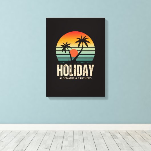 Sunset Palm Trees Holiday Wall Art Canvas Afdruk (Insitu (Houten vloer))