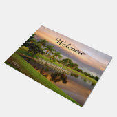 Sunset Palm Trees Lake Doormat Deurmat (Schuin)