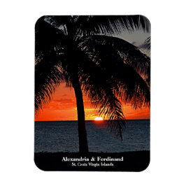 Sunset Palm Trees Ocean Beach personaliseren Magneet