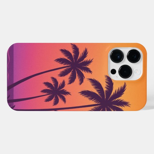 Sunset Palm Trees Phone Case – Yellow Sky Tropical iPhone Hoesje (Achterkant horizontaal)