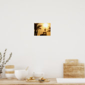 Sunset Palm Trees Ship Value Poster papier (mat) (Keuken)