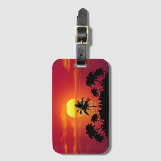 Sunset Palm Trees Silhouette-16514 Bagagelabel (Voorkant (verticaal))