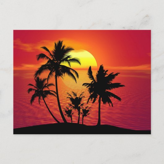 Sunset Palm Trees Silhouette-16514 Briefkaart (Voorkant)