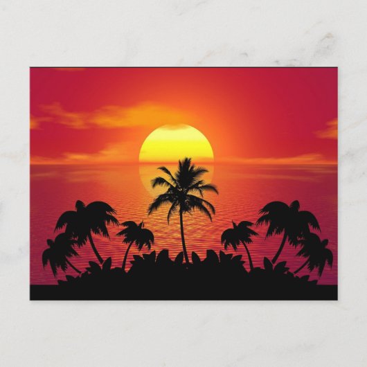 Sunset Palm Trees Silhouette-16514 Briefkaart (Voorkant)