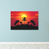 Sunset Palm Trees Silhouette-16514 Canvas Afdruk (Insitu (Houten vloer))
