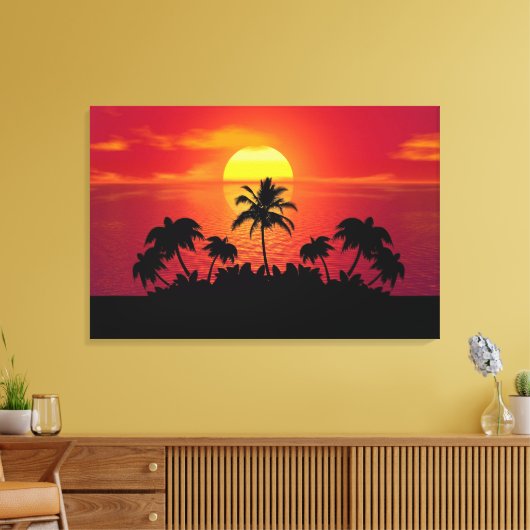 Sunset Palm Trees Silhouette-16514 Canvas Afdruk (Insitu (Woonkamer))