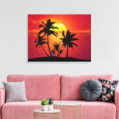 Sunset Palm Trees Silhouette-16514 Canvas Afdruk (Insitu (Woonkamer))
