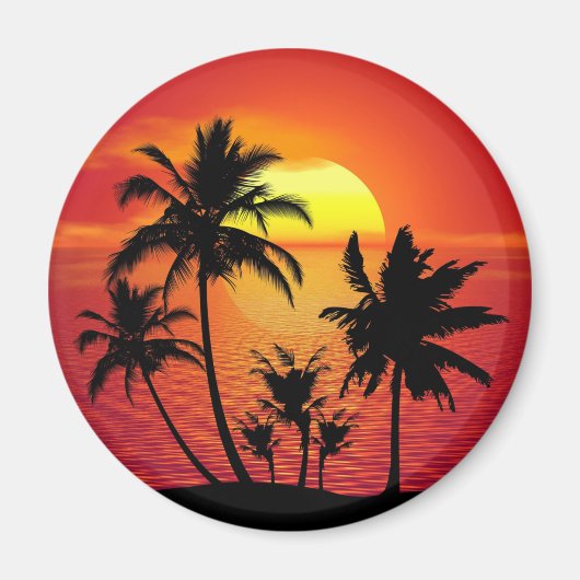 Sunset Palm Trees Silhouette-16514 Magneet (Voorkant)