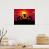 Sunset Palm Trees Silhouette-16514 Poster (Keuken)