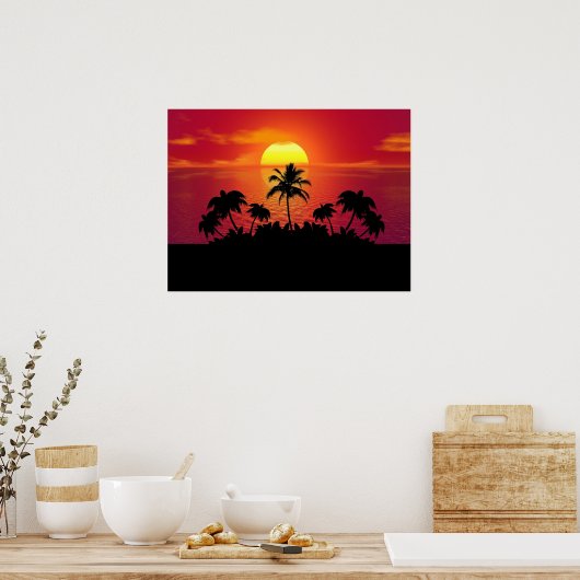 Sunset Palm Trees Silhouette-16514 Poster (Keuken)