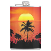 Sunset Palm Trees Silhouette-16515 Heupfles (Voorkant)