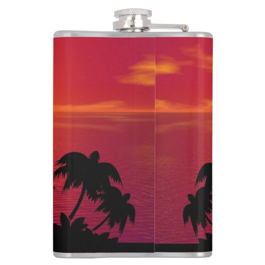 Sunset Palm Trees Silhouette-16515 Heupfles (Achterkant)