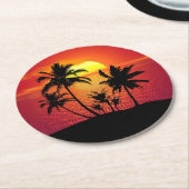 Sunset Palm Trees Silhouette-16515 Ronde Kartonnen Onderzetter (Gebogen)