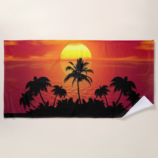 Sunset Palm Trees Silhouette-16515 Strandlaken (Voorkant)