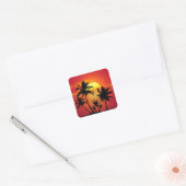 Sunset Palm Trees Silhouette-16515 Vierkante Sticker (Envelop)