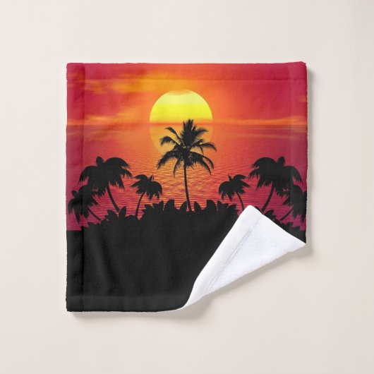 Sunset Palm Trees Silhouette-16515 Washandje (Wasdoekje)