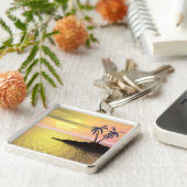 Sunset Palm Trees Sleutelhanger (Zijkant)