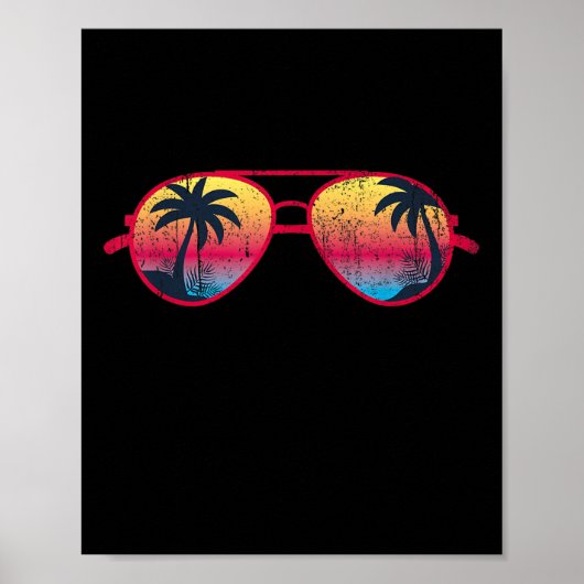 Sunset Palm Trees Sungles Beach Tropische zomer Poster (Voorkant)