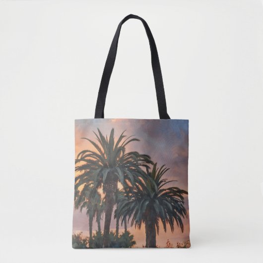 Sunset Palm Trees Tropical Art Canvas tas (Voorkant)