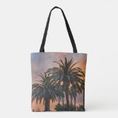 Sunset Palm Trees Tropical Art Canvas tas (Achterkant)