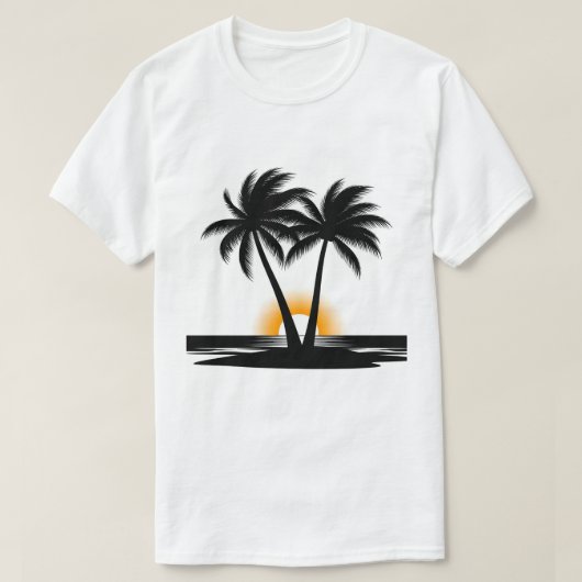 Sunset Palm Trees | Tropical Beach T-Shirt (Design voorkant)