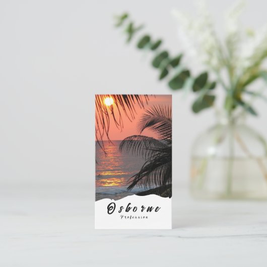 Sunset Palm Trees Visitekaartje (Staand voorkant)