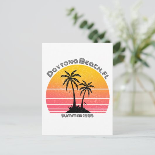 Sunset Palms Daytona Beach Retro Briefkaart (Staand voorkant)