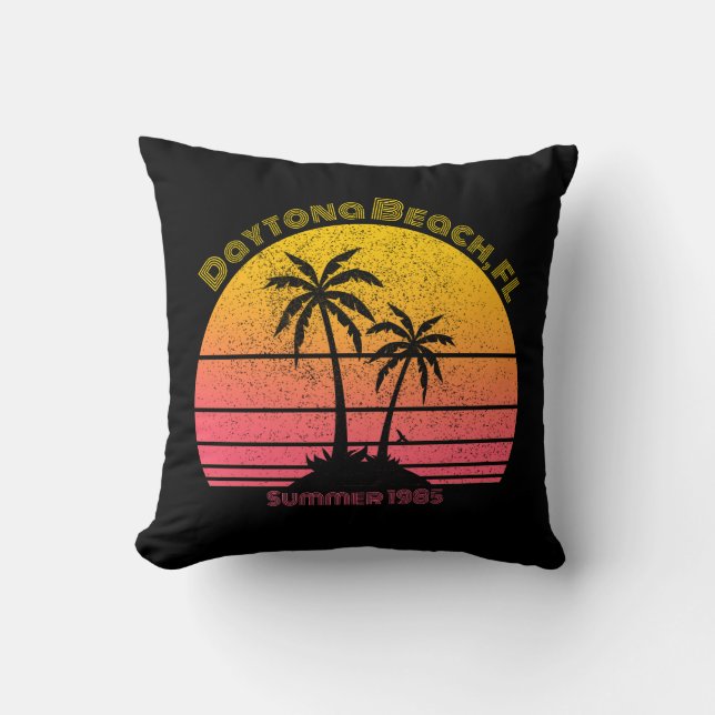 Sunset Palms Daytona Beach Retro Kussen (Voorkant)