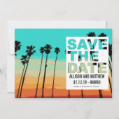 Sunset Palms Modern Beach Bewaar de data Save The Date (Voorkant)