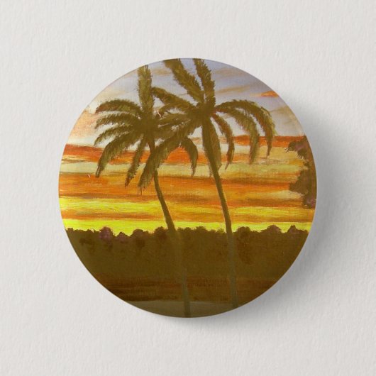 Sunset Palms Ronde Button 5,7 Cm (Voorkant)