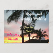 Sunset Palms Save the Date Briefkaart (Voorkant)