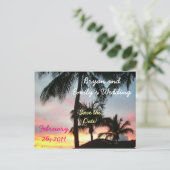 Sunset Palms Save the Date Briefkaart (Staand voorkant)