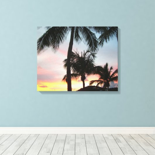 Sunset Palms Tropical Landscape Photography Canvas Afdruk (Insitu (Houten vloer))