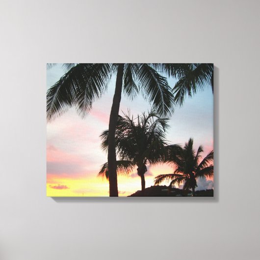 Sunset Palms Tropical Landscape Photography Canvas Afdruk (Voorkant)