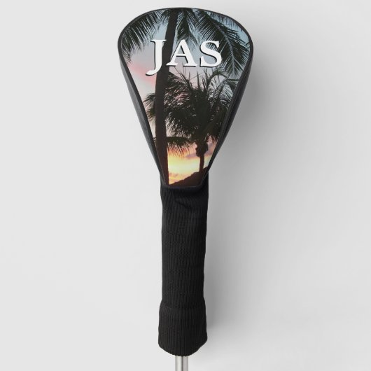 Sunset Palms Tropical Landscape Photography Golfheadcover (Voorkant)