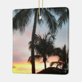 Sunset Palms Tropical Landscape Photography Keramisch Ornament (Links)