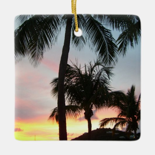 Sunset Palms Tropical Landscape Photography Keramisch Ornament (Voorkant)